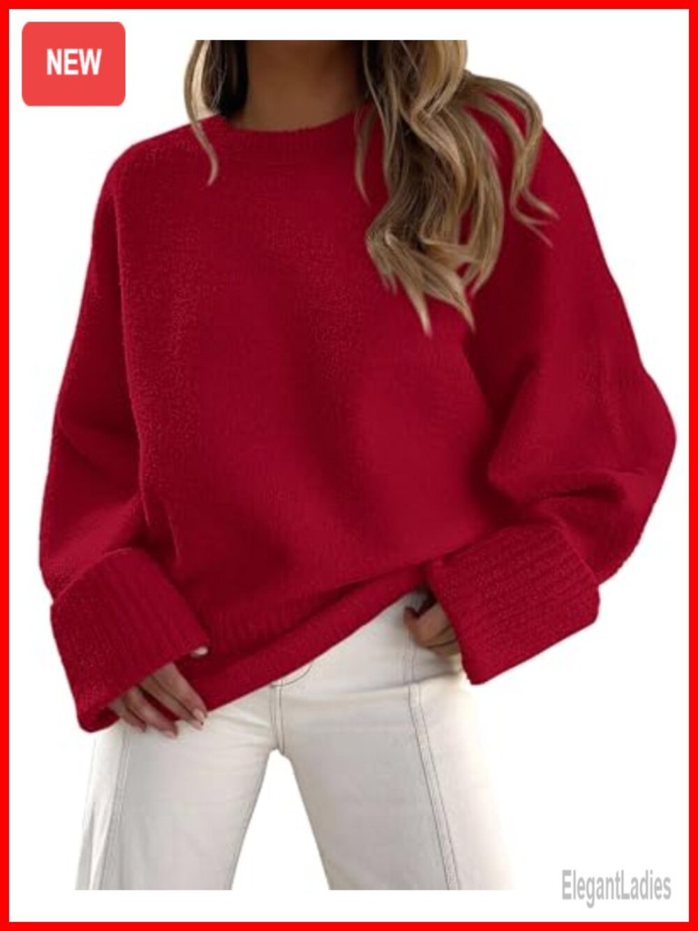 Women's Oversized Fuzzy Crewneck Pullover Sweater Long Sleeve
